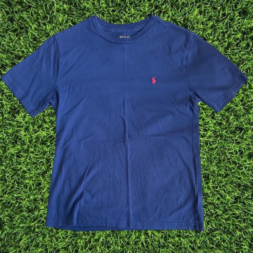 Boys Navy Cotton Jersey Crewneck Tee